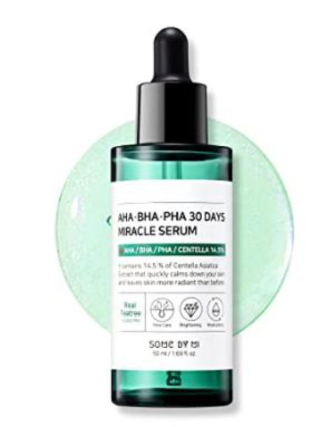 SOME BY MI AHA BHA PHA 30 Days Miracle Serum / 1.69Oz, 50ml / Made from Tea tree Leaf Water for Sensitive Skin / Anti-wrinkle, Blemish Care and Remove Dead Cells