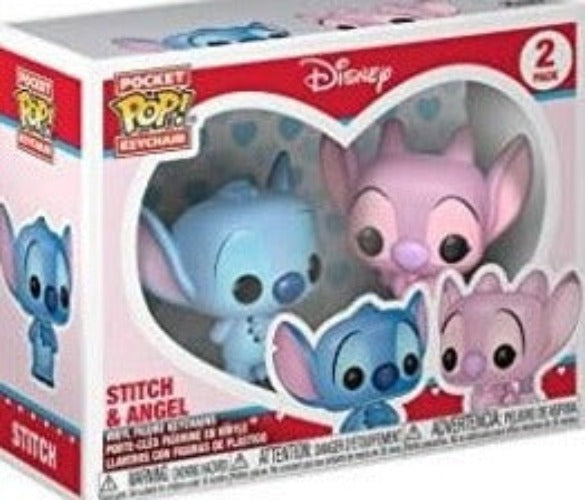 Funko Pop! Keychain: Lilo & Stitch & Angel 2 Pack Toy, Multicolor -Coming Soon